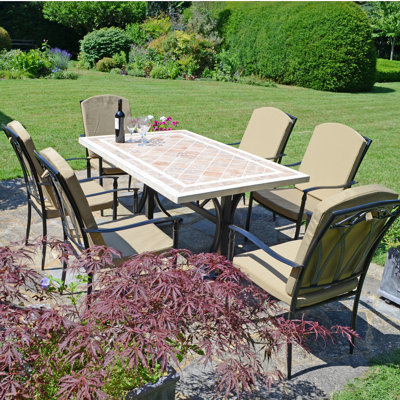 HAMPTON Dining Table with 6 ASCOT DELUXE Chairs Garden Set
