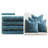 Set Of 4 18X18 Inch Smoke Blue Chenille Throw Pillow Covers, Farmhouse Boho Accent For Spring Decor-124328316