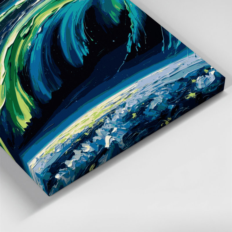 «Space Aurora Borealis from Space», art mural sur toile bleue, H 12 po x l 18 po