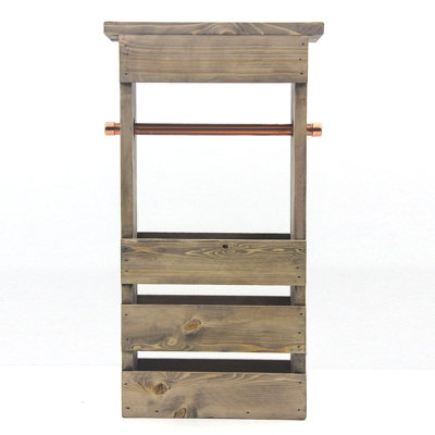 Solid Wood Accent Shelf with Towel Bar