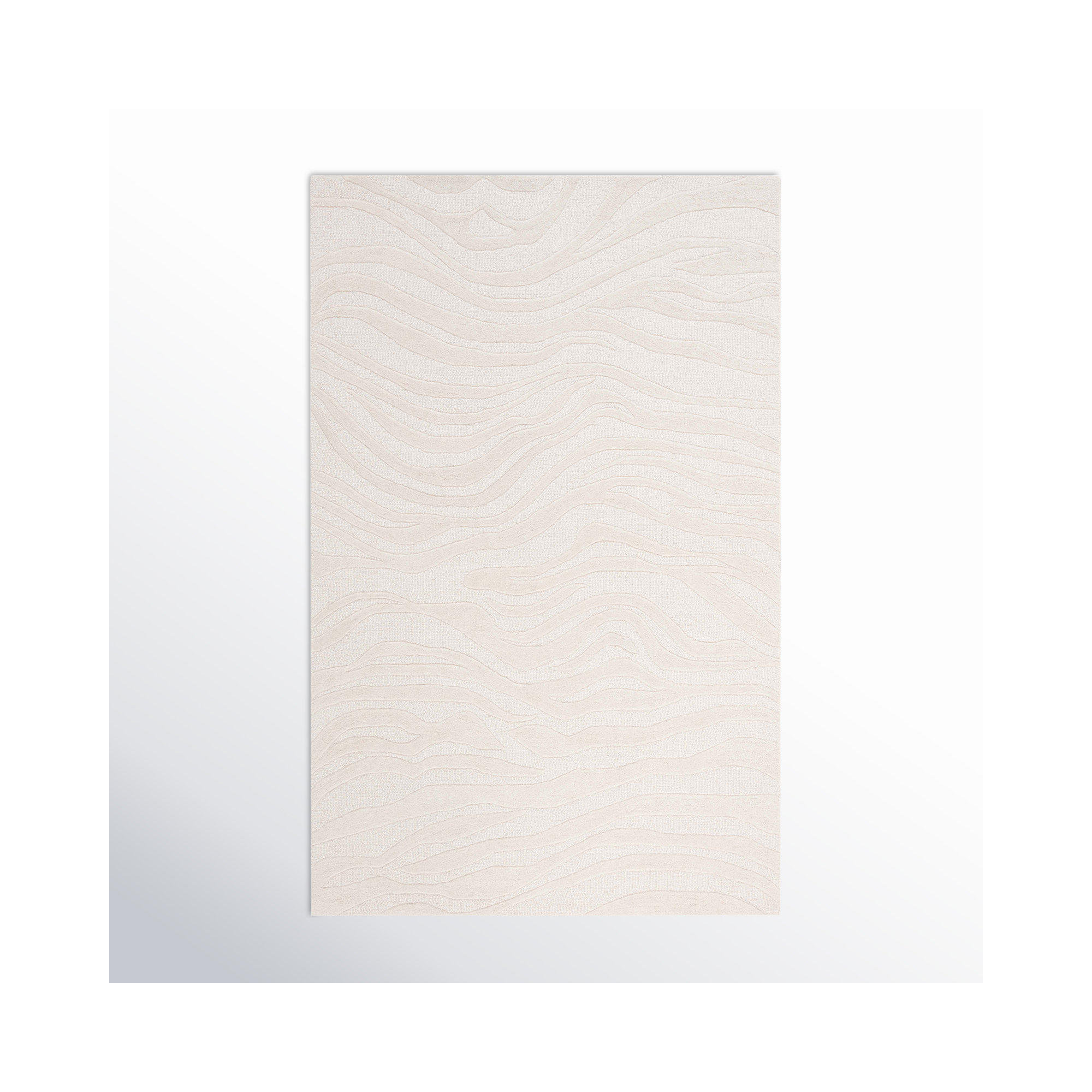 Burleson Abstract Hand Tufted Wool Area Rug in Ivory, Rectangle 5' x 8'
