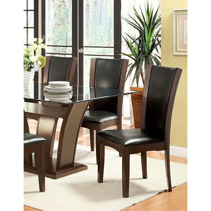 2Pcs Dining Chairs , Contemporary Style, Dark Cherry Brown , Solid Wood  2Pcs , Frame, Brun