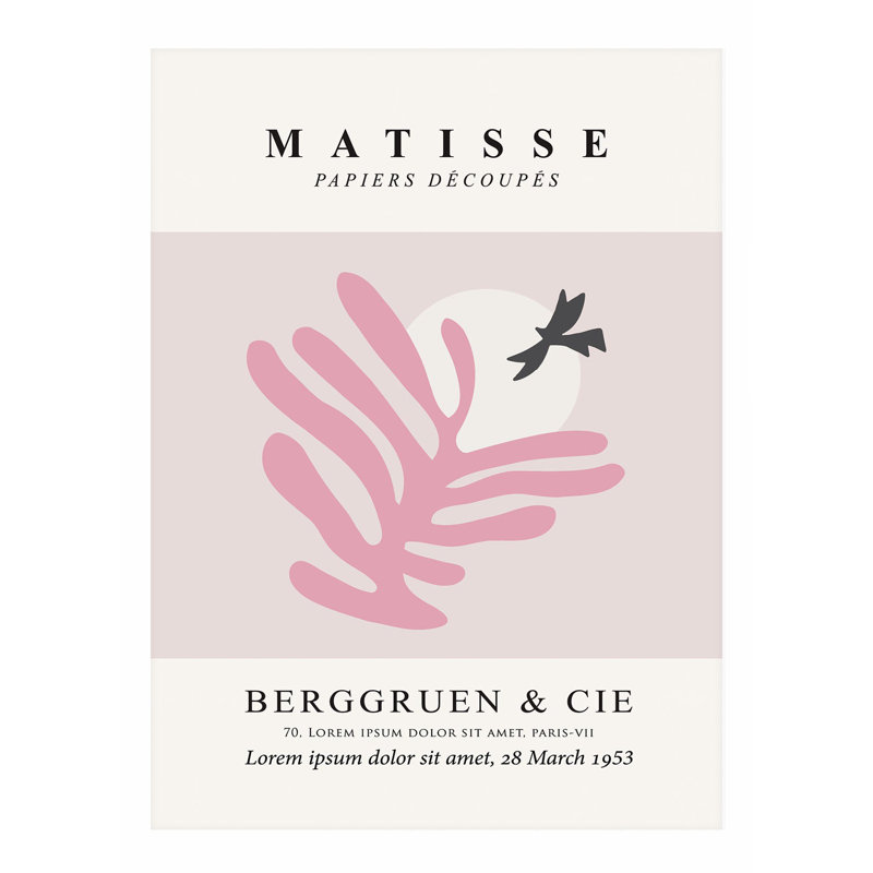 «Abstract Matisse Cutouts I», reproduction d'art moderne sans cadre rose, H 30 po x l 20 po