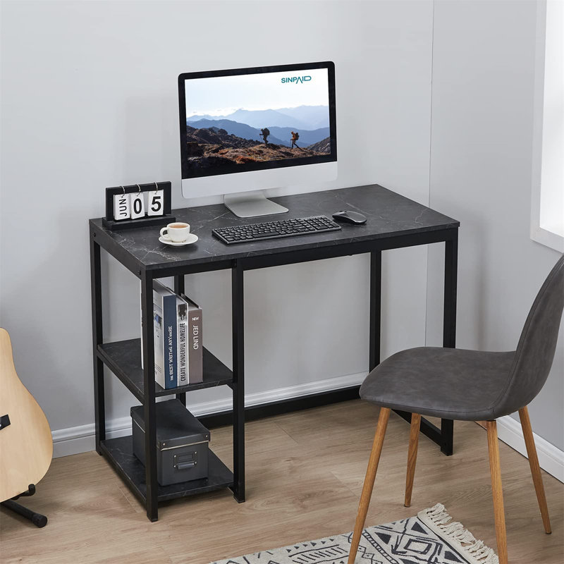 Clairann Steel Computer Desk, Black/Black