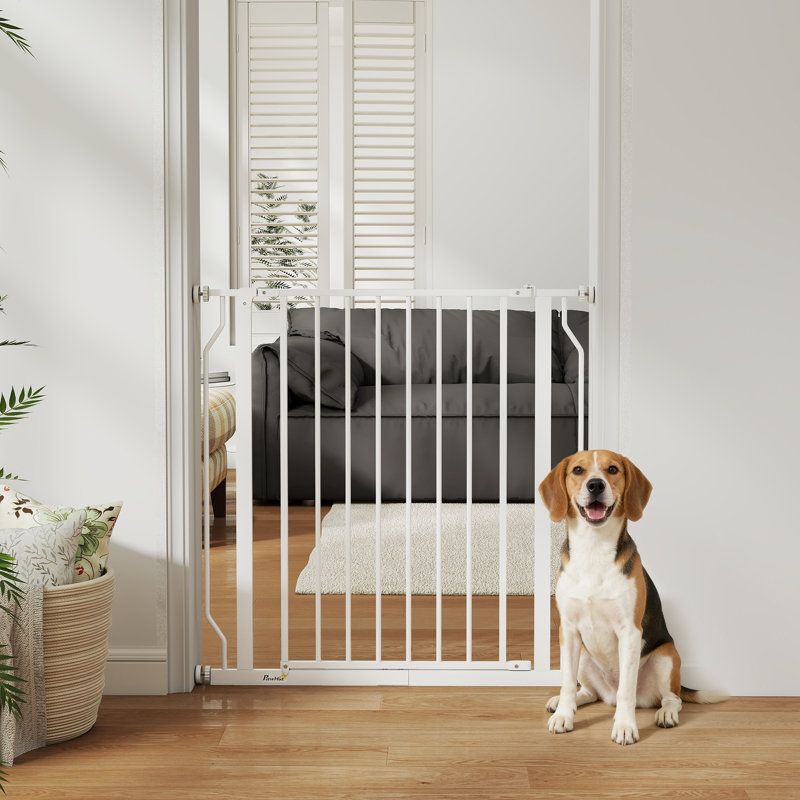 Stainless Steel, Plastic Pressure Mounted Pet Gate, White