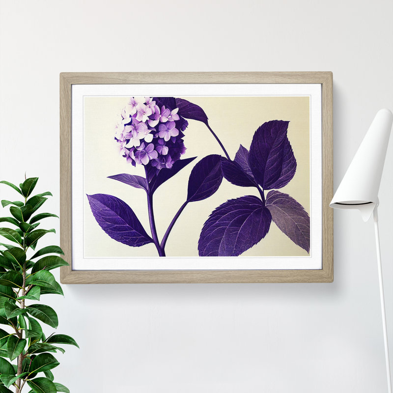 Classic Hydrangea Flowers - Framed Print, 25cm H x 34cm W x 2cm D, Oak
