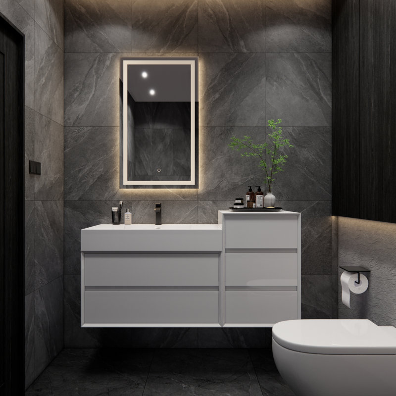 Albizu 62" Wall-Mounted Single Bathroom Vanity, White