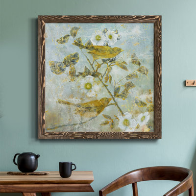 Aviaire dans le jardin I - Peinture sur toile encadrée