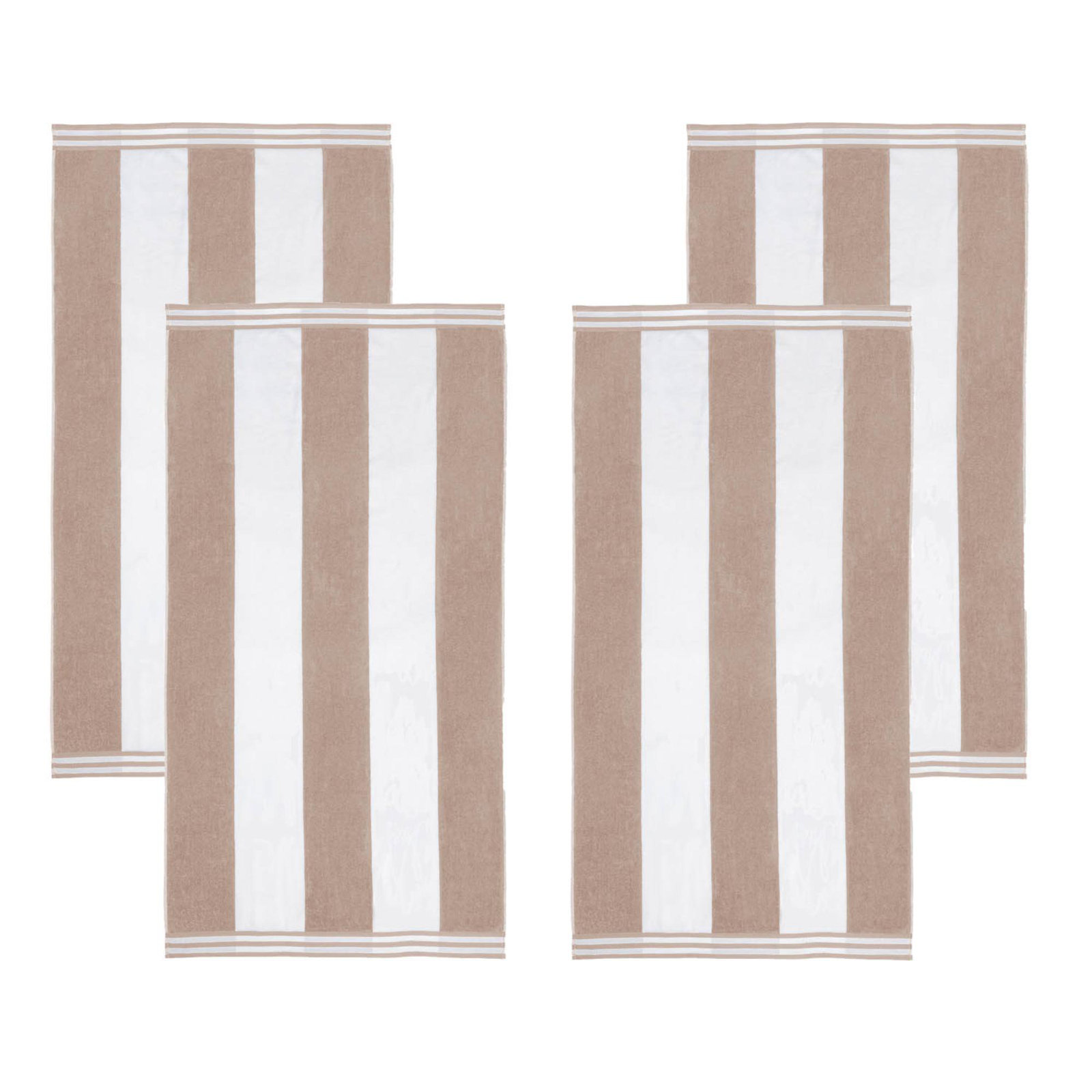 Calheta Cotton Oversized Cabana Stripe Beach Towels, Taupe, 4