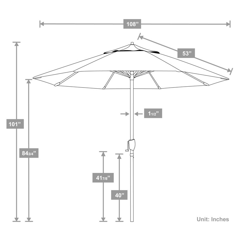 Parasol en aluminium 9 po, Vert kiwi