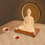 Statue de Bouddha en céramique et lampe de table circulaire à DEL pour la décoration intérieure-1211898403