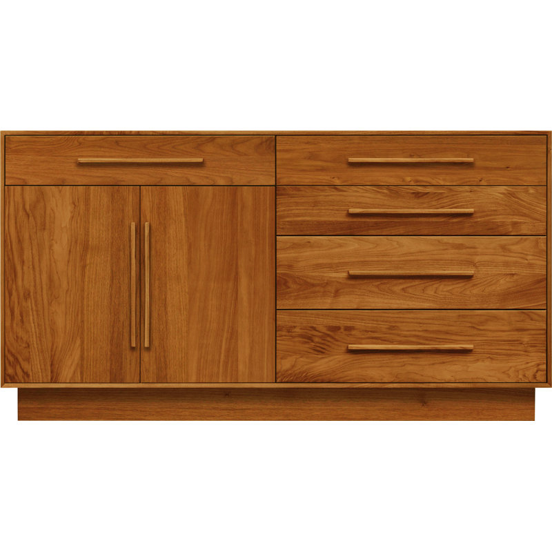 Moduluxe Solid Wood 32.63'' W 5 - Drawer Dresser, Autumn Cherry, Right