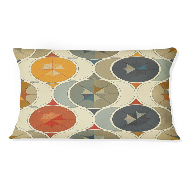 Coussin lombaire Mid-Century rétro jaune et beige