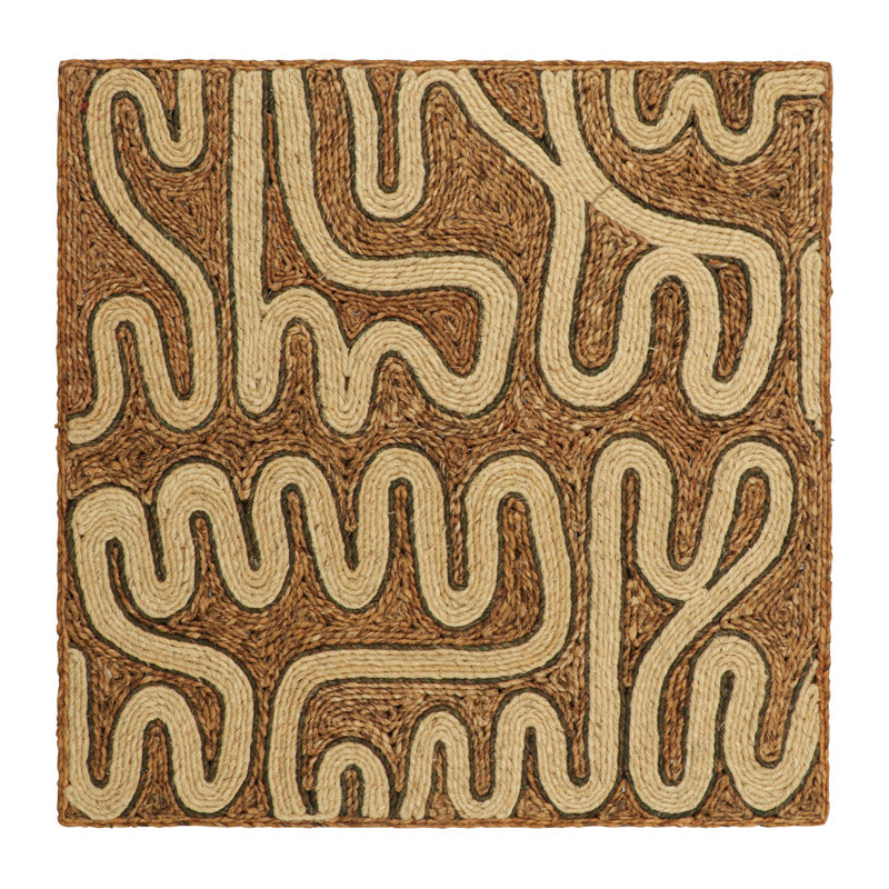 Abaca Collection Flatweave Jute / Sisal Geometric Area Rug in Beige, Rectangle 10' x 14'