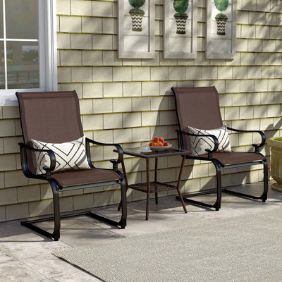 2 PCS Patio Chairs C-Spring Motion Chairs with Quick-drying & Breathable Fabric by Red Barrel Studio
