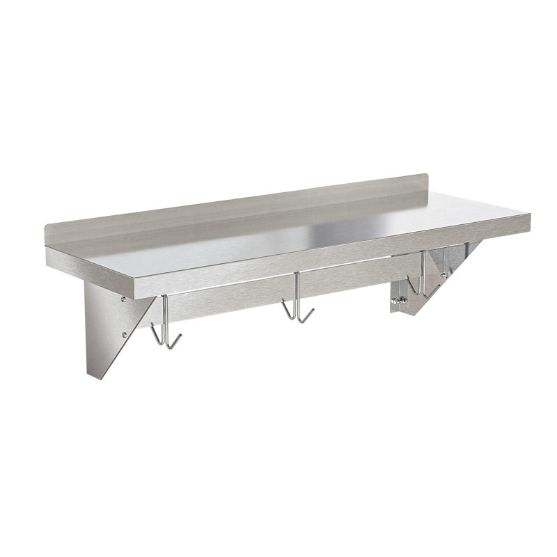 Stainless Steel Wall Mounted Kitchen Pot Rack with Shelf