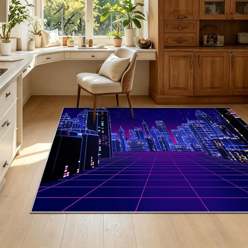 Tapis d'intérieur rétro clair et lavable à la machine, Rectangle 55 po x 79 po