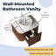 Meuble-lavabo flottant - vasque en céramique blanche, plateau en marbre et armoire à rayures 3D, sans robinet-166730119-166730117