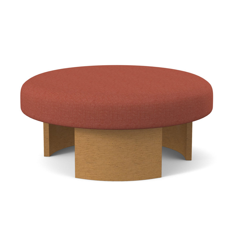 Eclipse Round Ottoman, Filigree Ivory 100% Polyester, Amber
