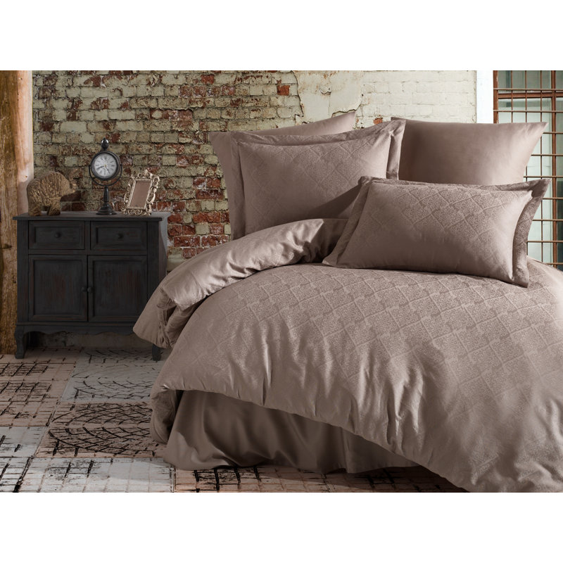 Ensemble de housse de couette 100% coton brun clair 6 pièces Cales