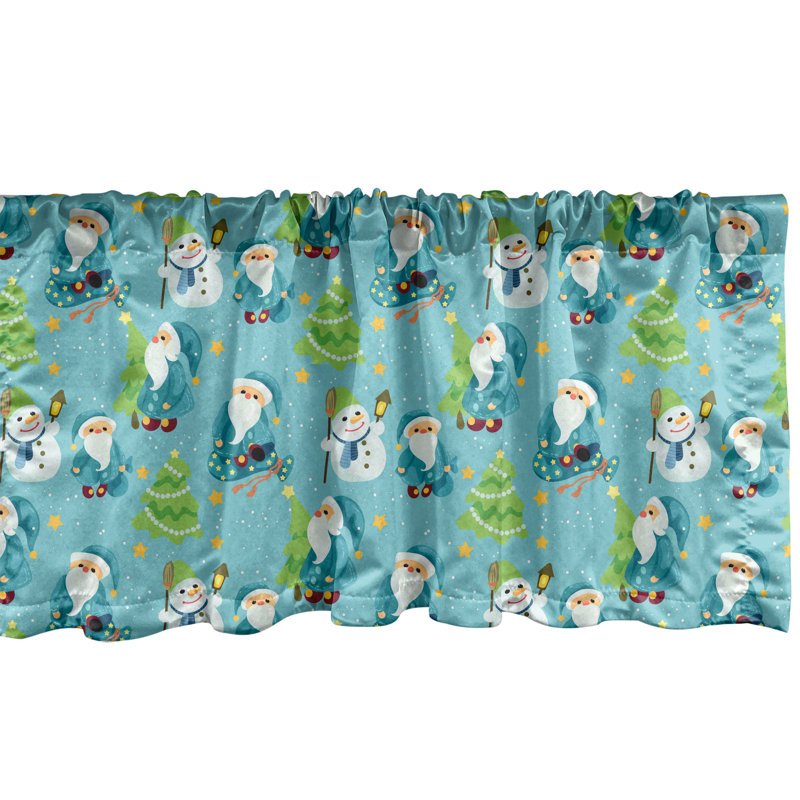 Ensemble de 2 cantonnières de Noël Ambesonne bonhomme de neige vert lime multicolore