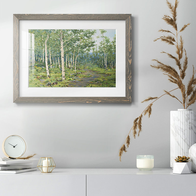 Dans la forêt - reproduction encadrée rustique avec tableau mat, Gris, H 14 po x l 20 po x P 1,5 po