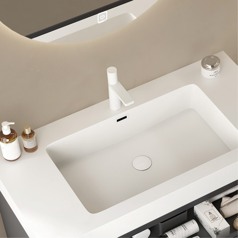 36" Integrated Rectangular Undermount Basin without Drain and Faucet
