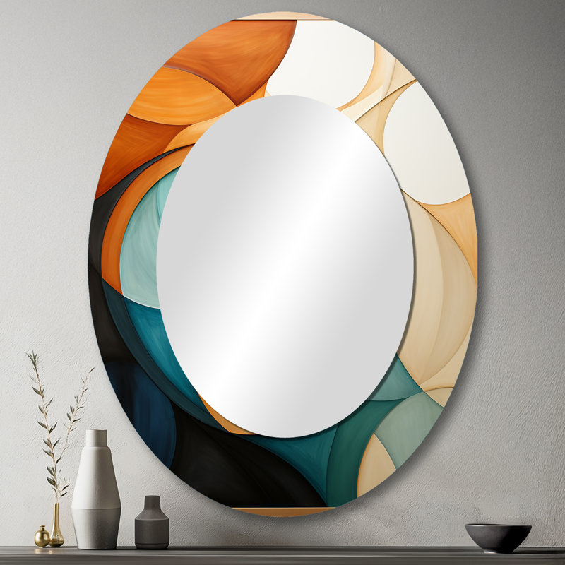 Orange orange Mid Century Organic Harmony I - décor de miroir mural unique moderne Mid-Century, 43 po x 33 po, Ovale