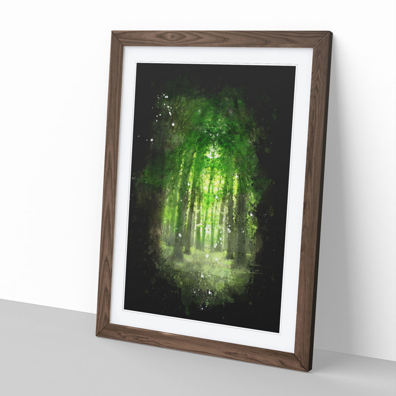 Green Forest Vol.2 - Picture Frame Graphic Art, 65cm H x 48cm W x 2cm D, Walnut Framed