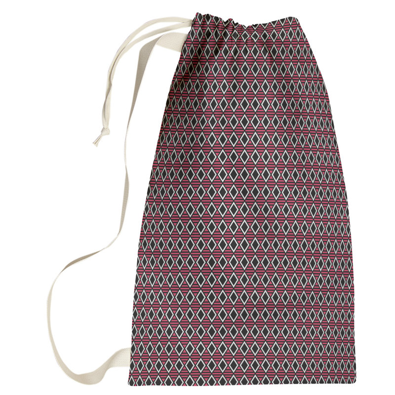 Leffel Laundry Bag with Handles, Small ( 64" H x 20" W x 1.5" D), Black/Red