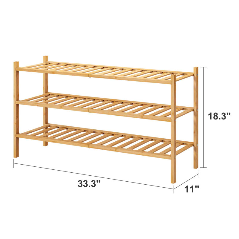 Range-chaussures moderne en bambou à 3 niveaux pour salle de bain, placard, chambre à coucher, salon, design empilable et amovible