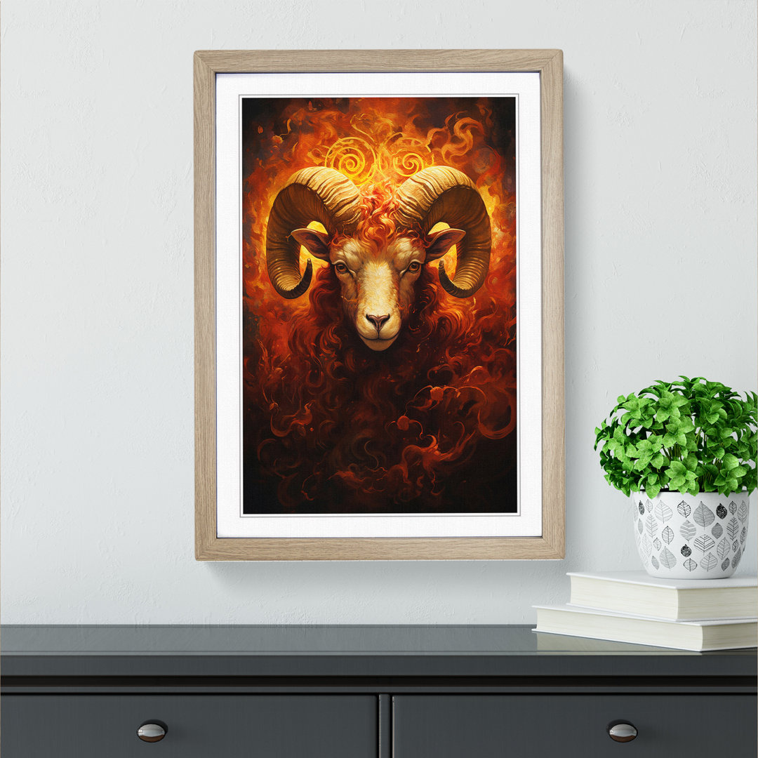 Aries Zodiac Symbolism Art - Framed Print