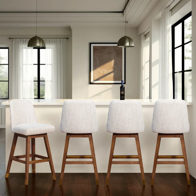 Tabouret de bar ou de comptoir Dunamuggy en bois de chêne avec siège en tissu - ensemble de 4