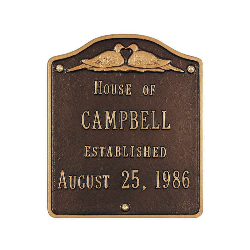 4-Line Wall Address Plaque, Bronze and Gold