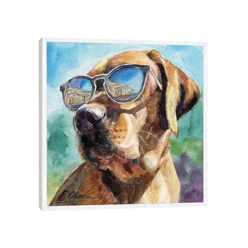 Soakin' Up The Sun by Watercolor Luv - Painting on Canvas, 45.72 cm H x 45.72 cm W, White Framed