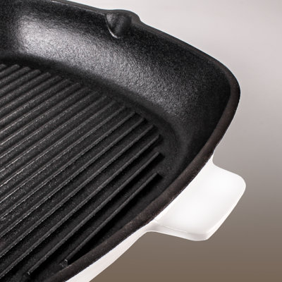 BergHOFF Neo 2 Piece Cast Iron Set, 10" Fry Pan and 11" Grill Pan, White