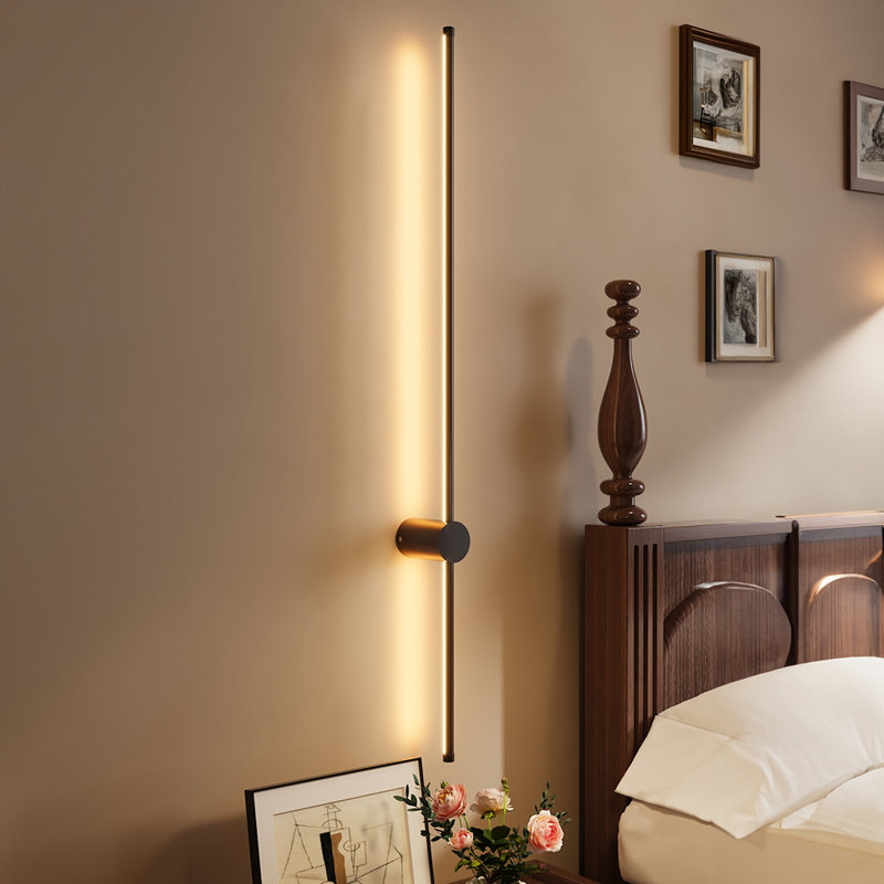 Aluminium LED Wall Light 100cm Wide Flush Mounted Sconce, Black