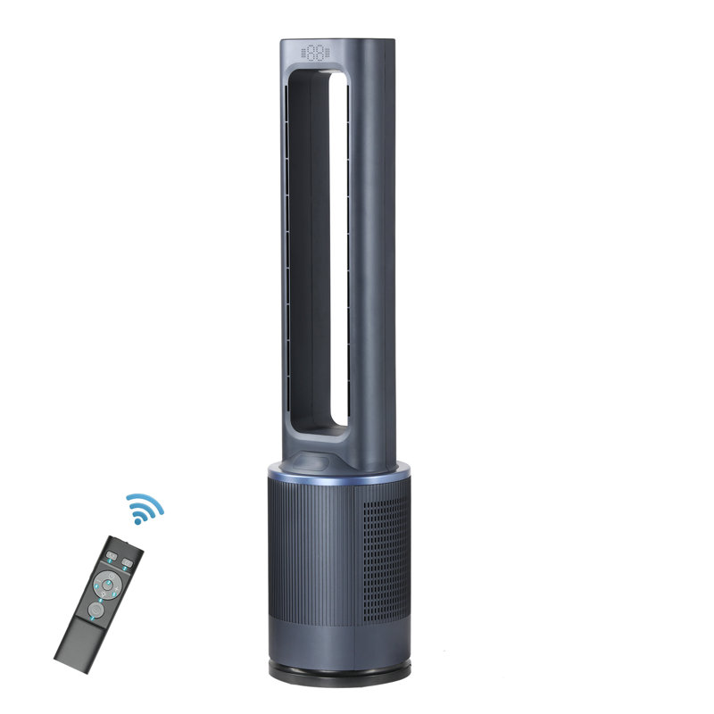 Oscillating Bladeless Tower Fan with Remote Control 12 Speeds Setting 15H Timer Quiet Operation