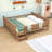 Queen Wood Floor Bed with Storage Bookcases-2059316352