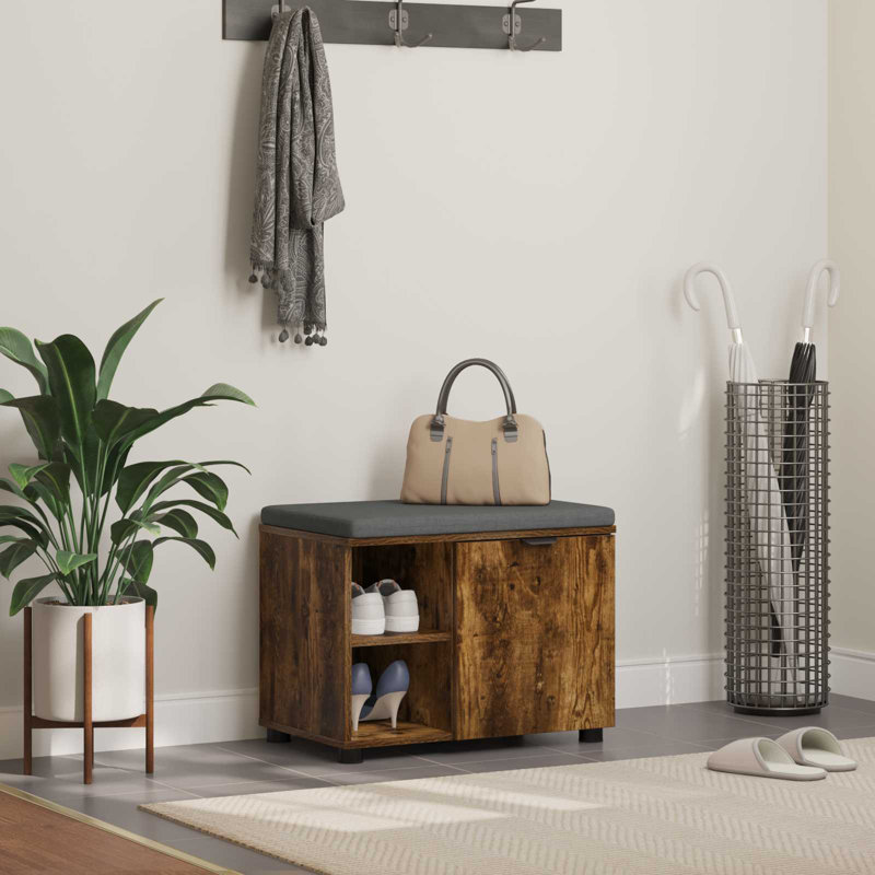 Storage Bench, 46cm H x 60cm W x 38cm D, Smoked Oak