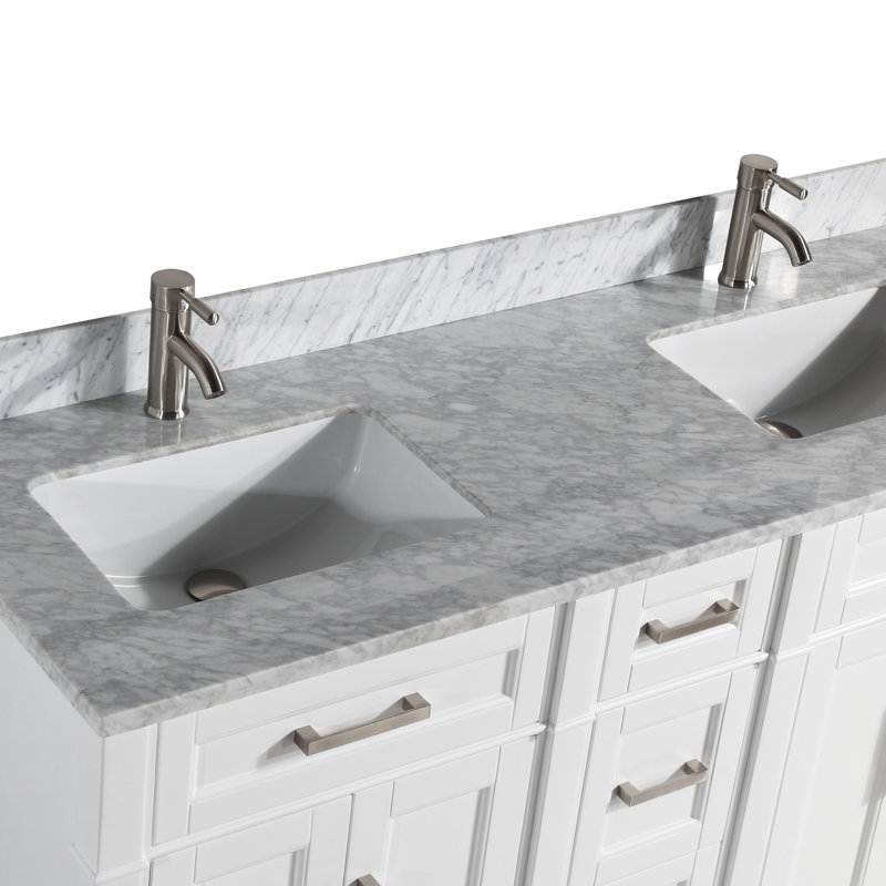 Monadnock 60" Double Bathroom Vanity Set with Mirror, White