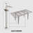 47" Expandable To 63" Inch MDF Square White Marble Patterned Dining Table, Modern Industrial Kitchen And Dining Table, Equipped With Tapered Black Metal Legs