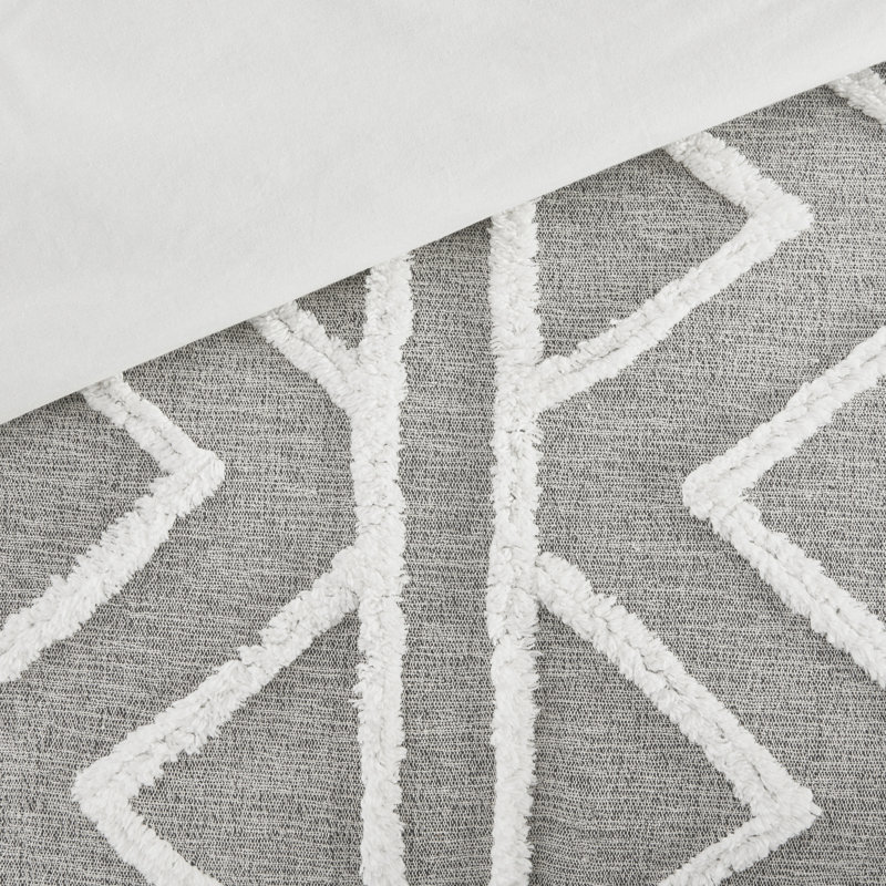 Hayes Gray Cotton Chenille Full/Queen Duvet Cover Set