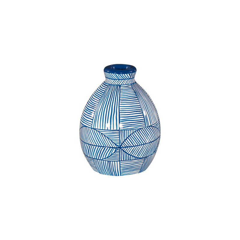 Indigo Mosaic Vase, Short