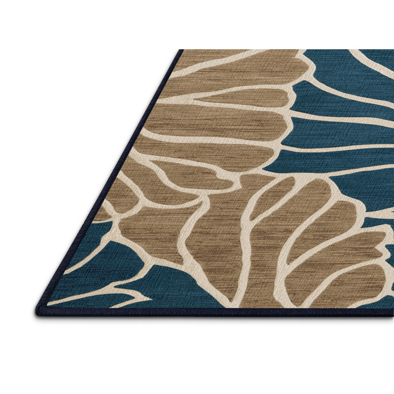 Washable Ocean Estate Collection Coastal Area Rug, Rectangle 3' x 5'
