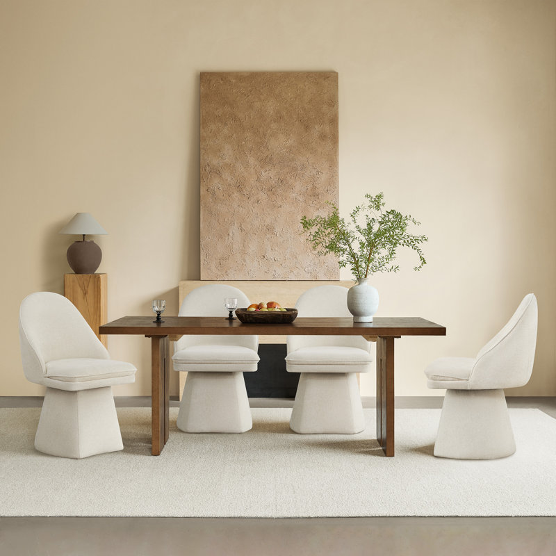 Swivel Fabric Upholstered Dining Chair, 4, Linen