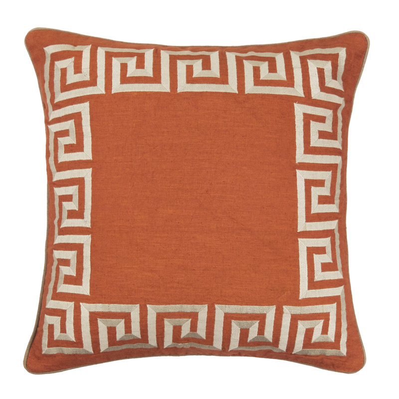 Embroidered Feather Throw Pillow