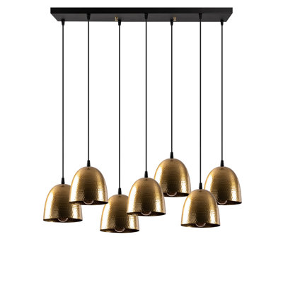 Lustre moderne moderne, hauteur réglable, structure en métal, 33,5 po x 13,8 po x 44,5 po | Diamètre du capuchon: 6,3 po, hauteur: 6,7 po | 7 x E27 Max 40W, design scandinave élégant, parfait pour la décoration intérieure et l'éclairage