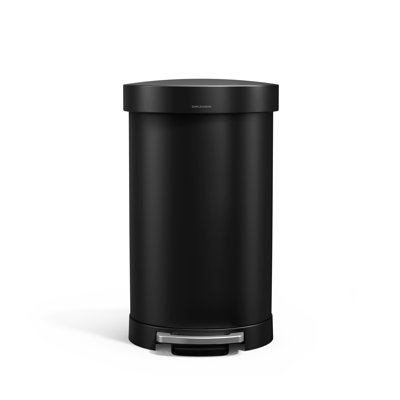 Simplehuman 45L Semi-Round Step Can with Liner Pocket, Brushed Stainless Steel