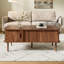 Retro Lift-Top Coffee Table with Sliding Door & Hidden Storage, Extendable MDF Desk with Wood Legs-135865750